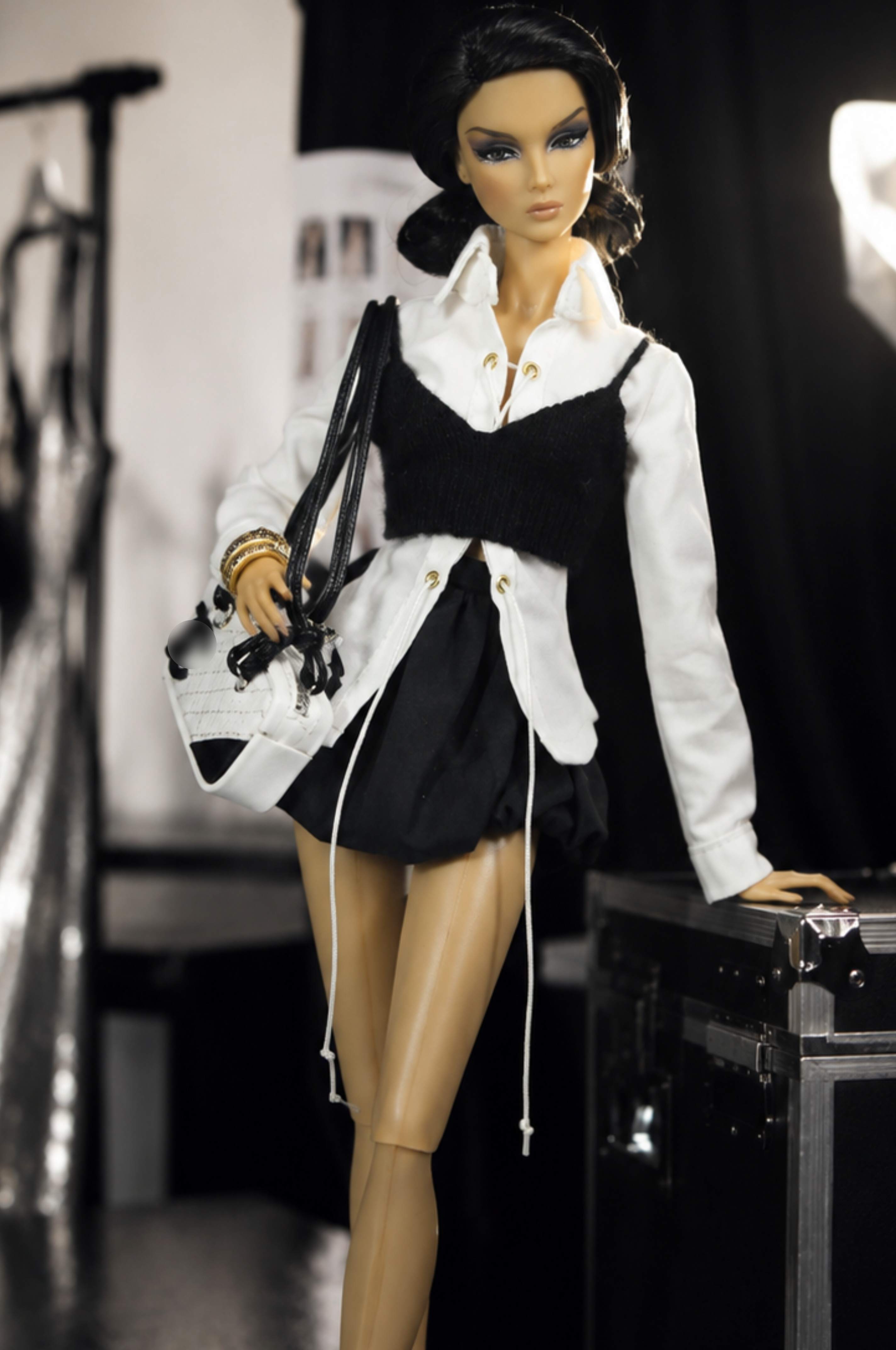 OFF DUTY | Black and White Luxury Fashion Royalty  Doll Outfit Set with Tweed Jacket and Designer Style Bag for 1 6 Scale Fashion Dolls | Tsquared22