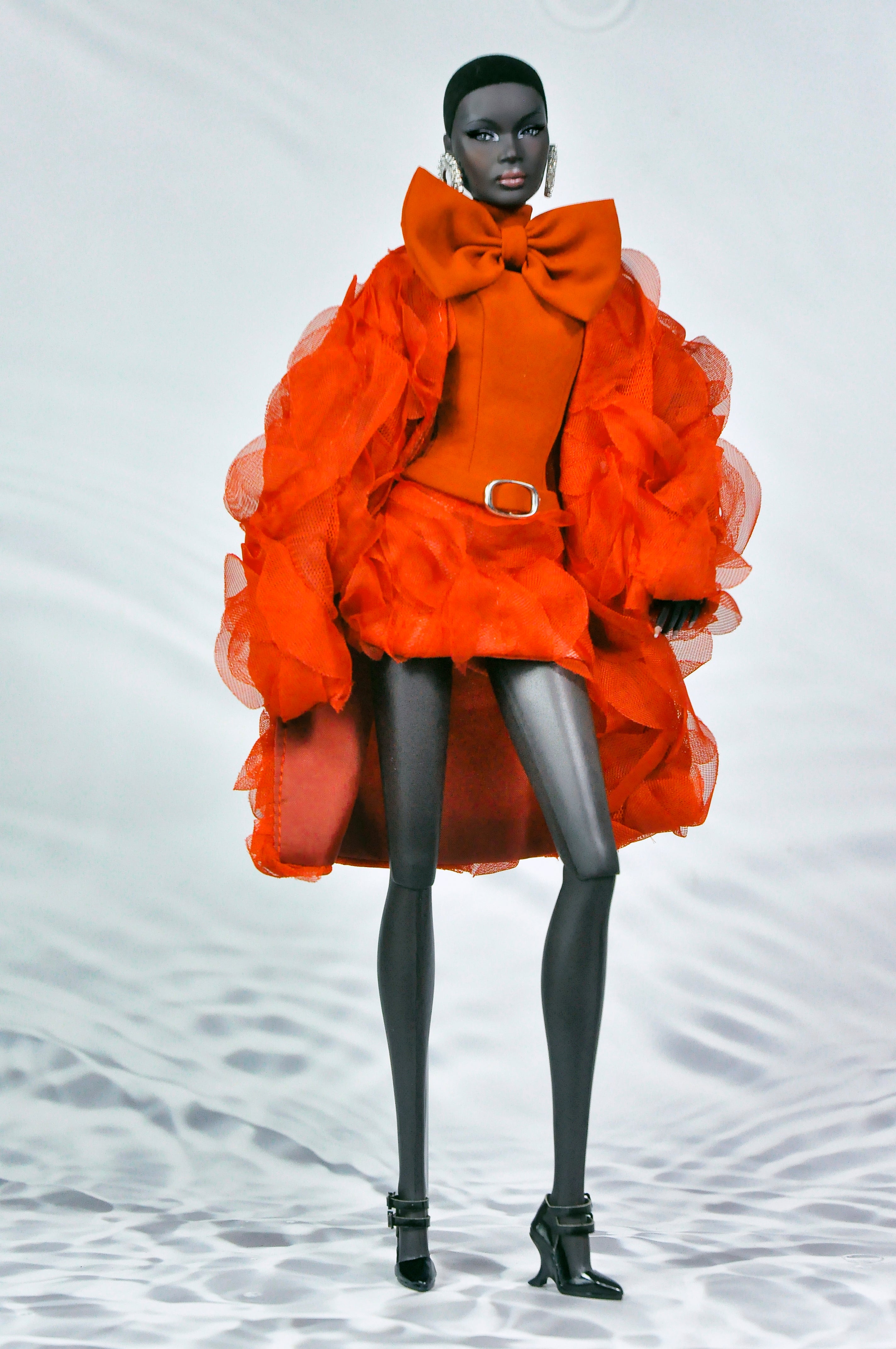 INTIMATE REVEALS | Red Haute Couture Doll Dress – Avant Garde Fashion Royalty Gown for NU Face Barbie 1/6 Dolls