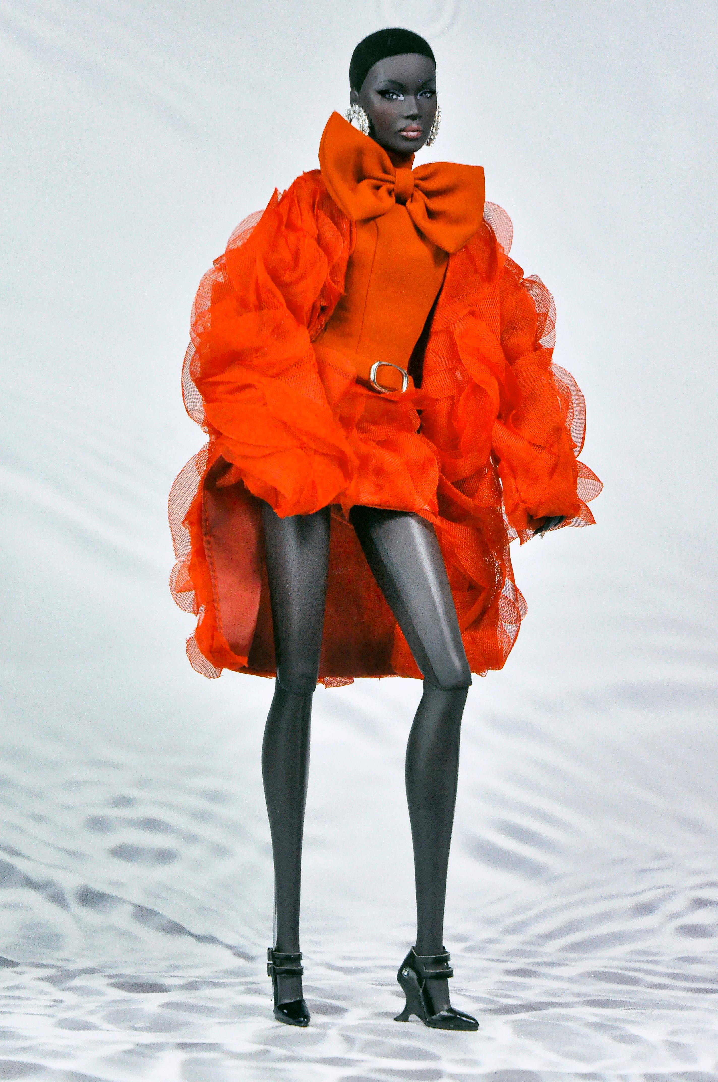 INTIMATE REVEALS | Red Haute Couture Doll Dress – Avant Garde Fashion Royalty Gown for NU Face Barbie 1/6 Dolls