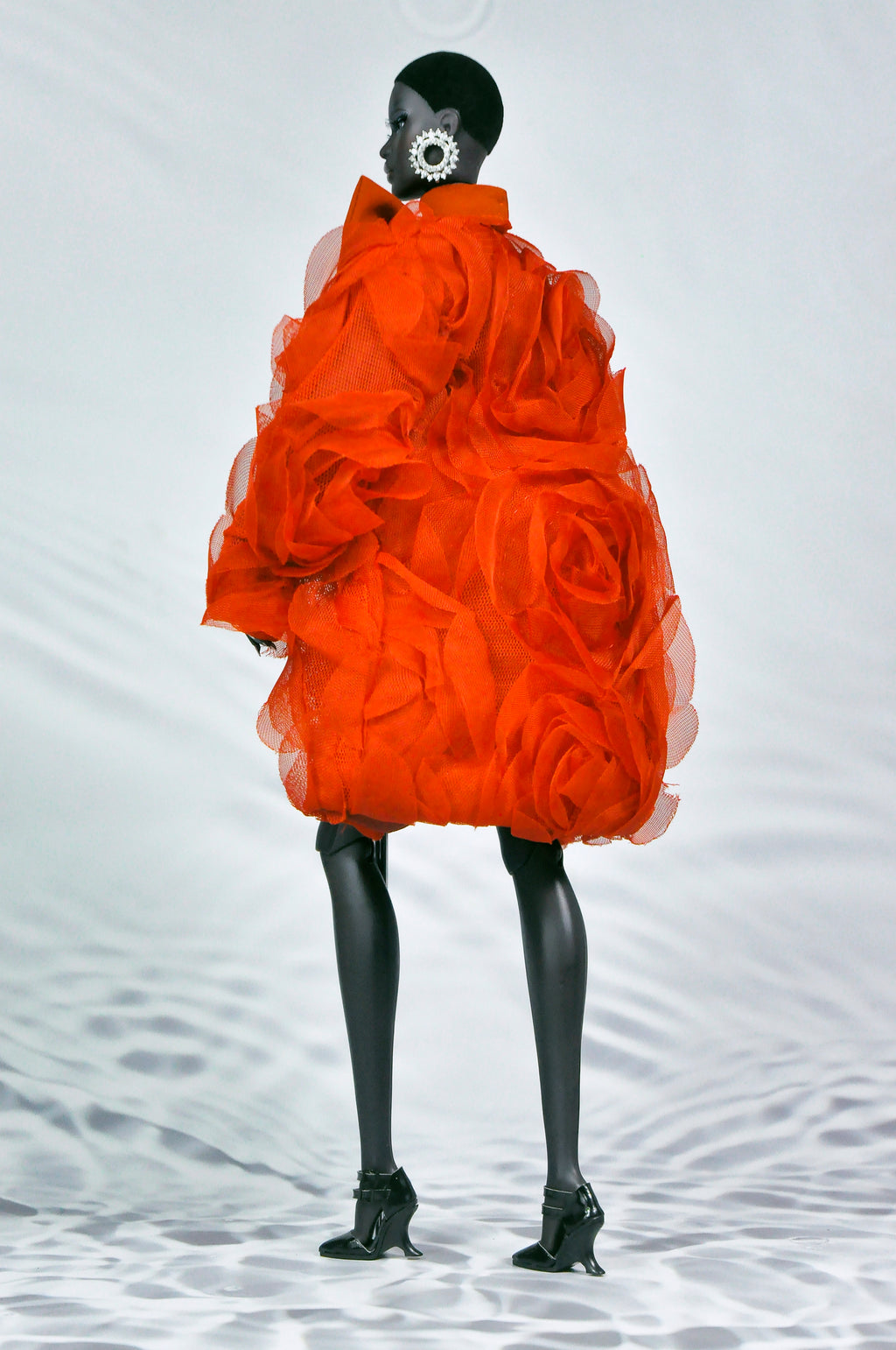INTIMATE REVEALS | Red Haute Couture Doll Dress – Avant Garde Fashion Royalty Gown for NU Face Barbie 1/6 Dolls