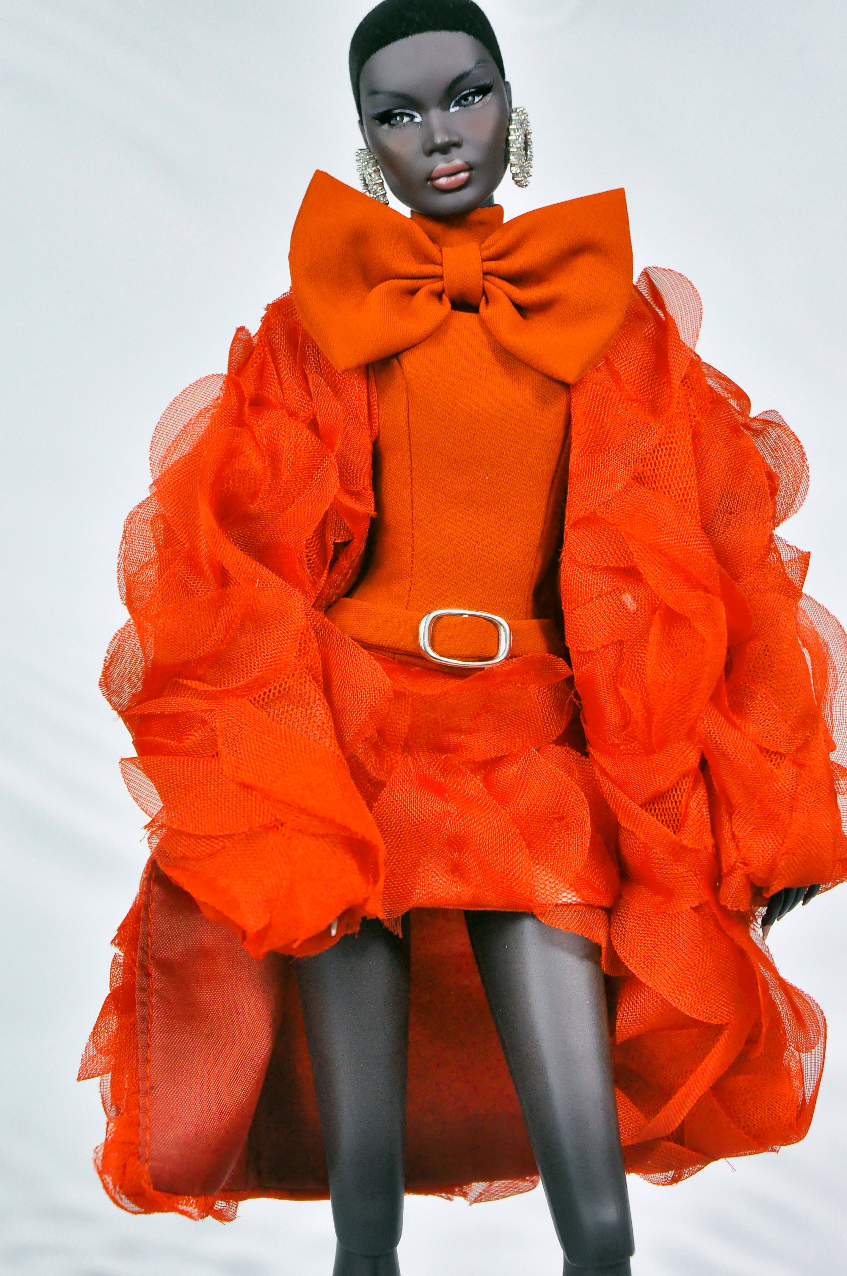 INTIMATE REVEALS | Red Haute Couture Doll Dress – Avant Garde Fashion Royalty Gown for NU Face Barbie 1/6 Dolls