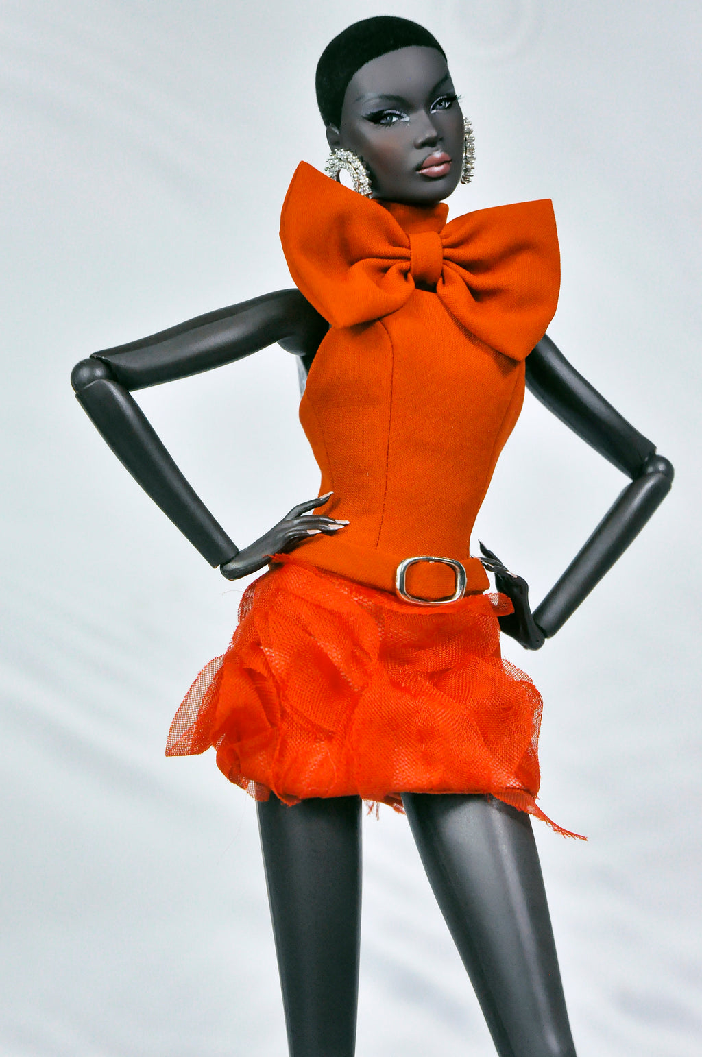INTIMATE REVEALS | Red Haute Couture Doll Dress – Avant Garde Fashion Royalty Gown for NU Face Barbie 1/6 Dolls