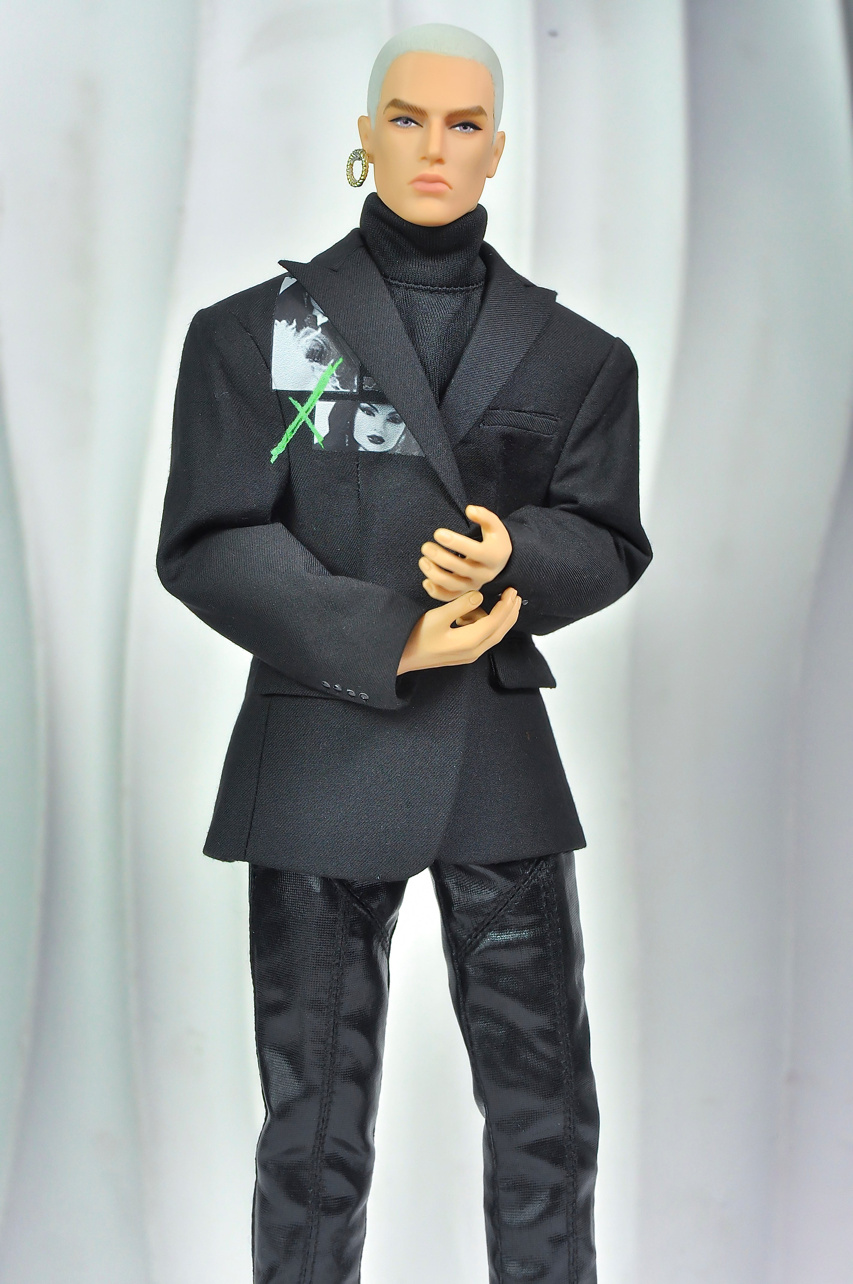 OFF DUTY | Black Editorial Suit for Integrity Toys Homme – 1/6 Scale Male Doll Clothes – TSquared2 Couture Menswear Outfit