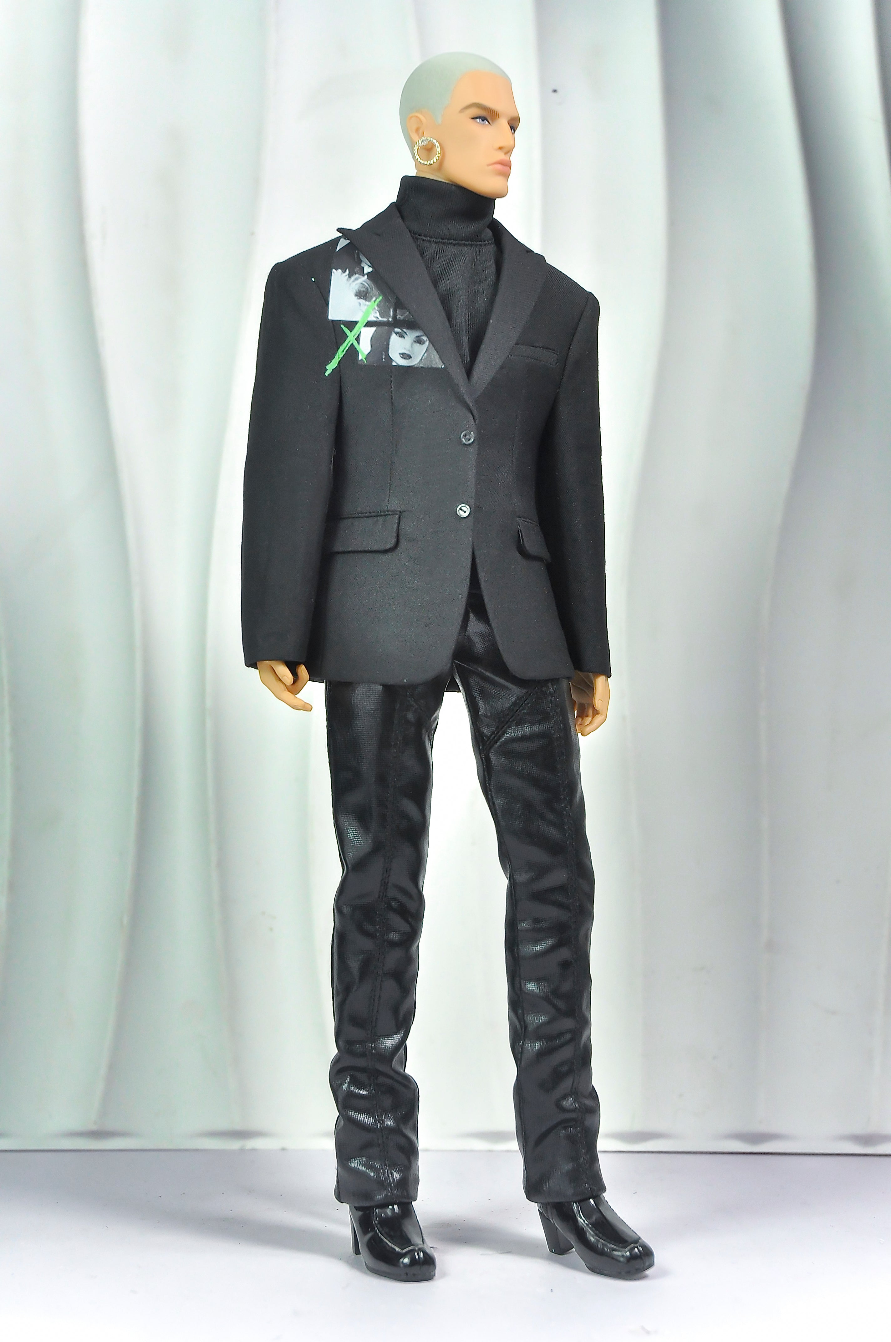 OFF DUTY | Black Editorial Suit for Integrity Toys Homme – 1/6 Scale Male Doll Clothes – TSquared2 Couture Menswear Outfit