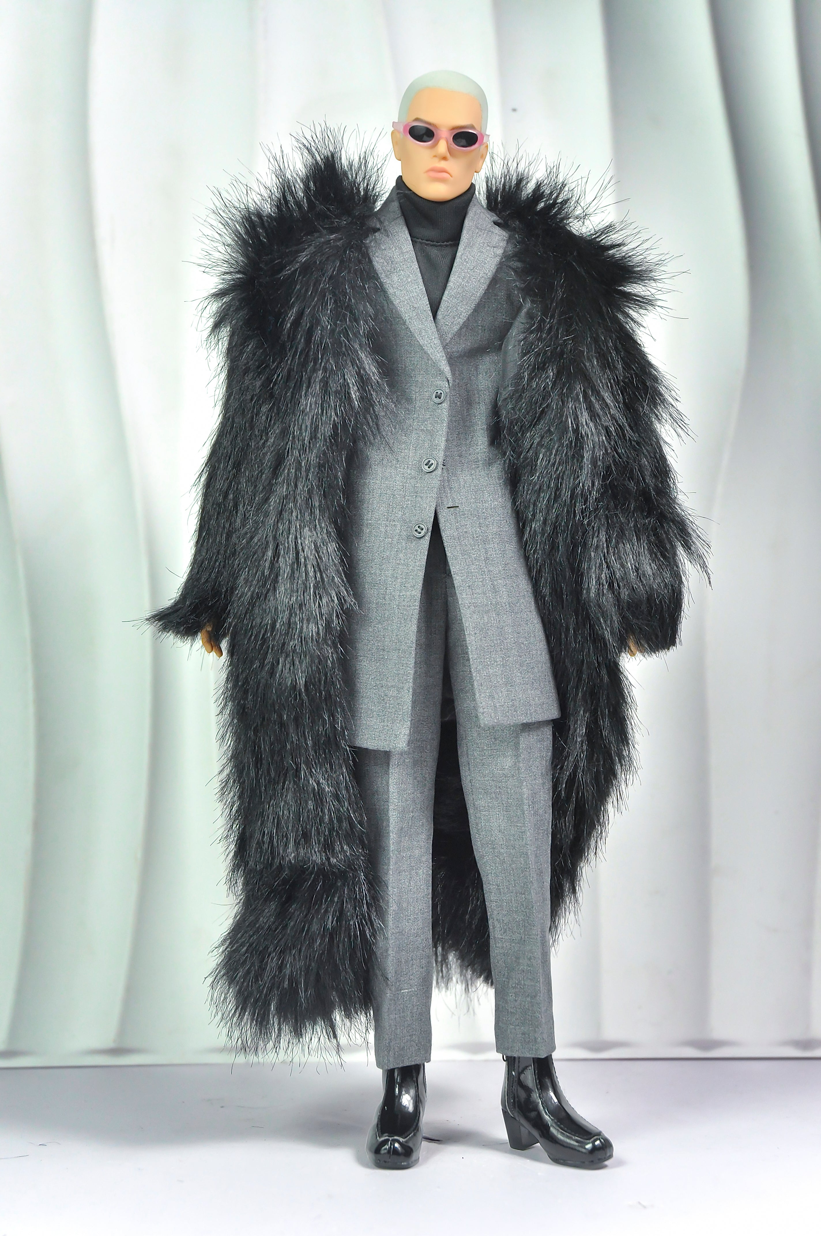 OFF DUTY | Grey Tailored Coat Set for Integrity Toys Homme – 1/6 Scale Male Doll Outfit – TSquared2 Couture Menswear