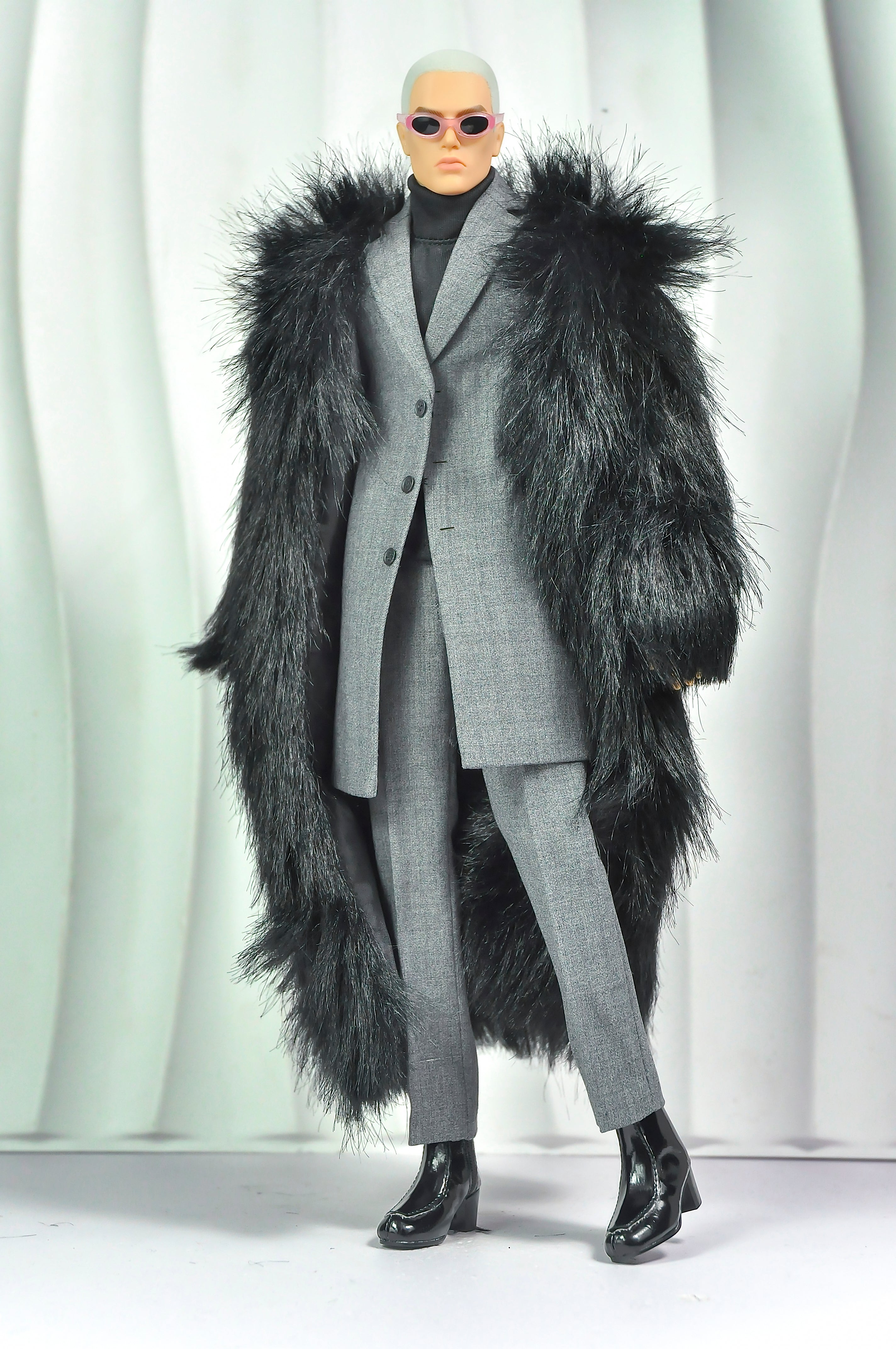 OFF DUTY | Grey Tailored Coat Set for Integrity Toys Homme – 1/6 Scale Male Doll Outfit – TSquared2 Couture Menswear
