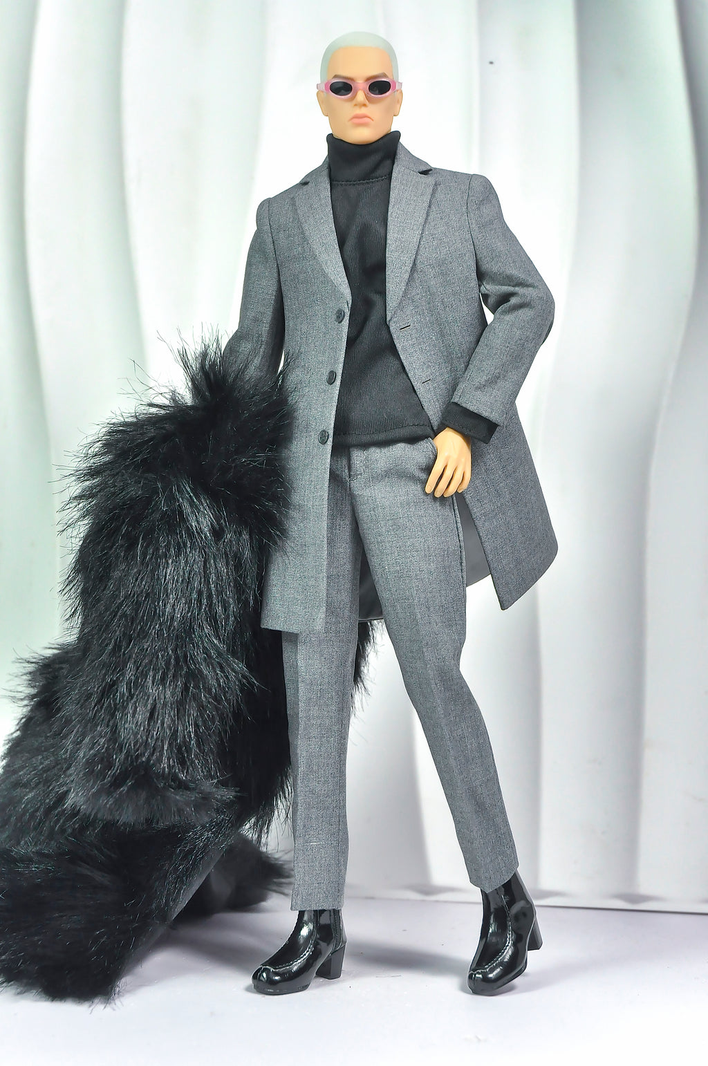 OFF DUTY | Grey Tailored Coat Set for Integrity Toys Homme – 1/6 Scale Male Doll Outfit – TSquared2 Couture Menswear
