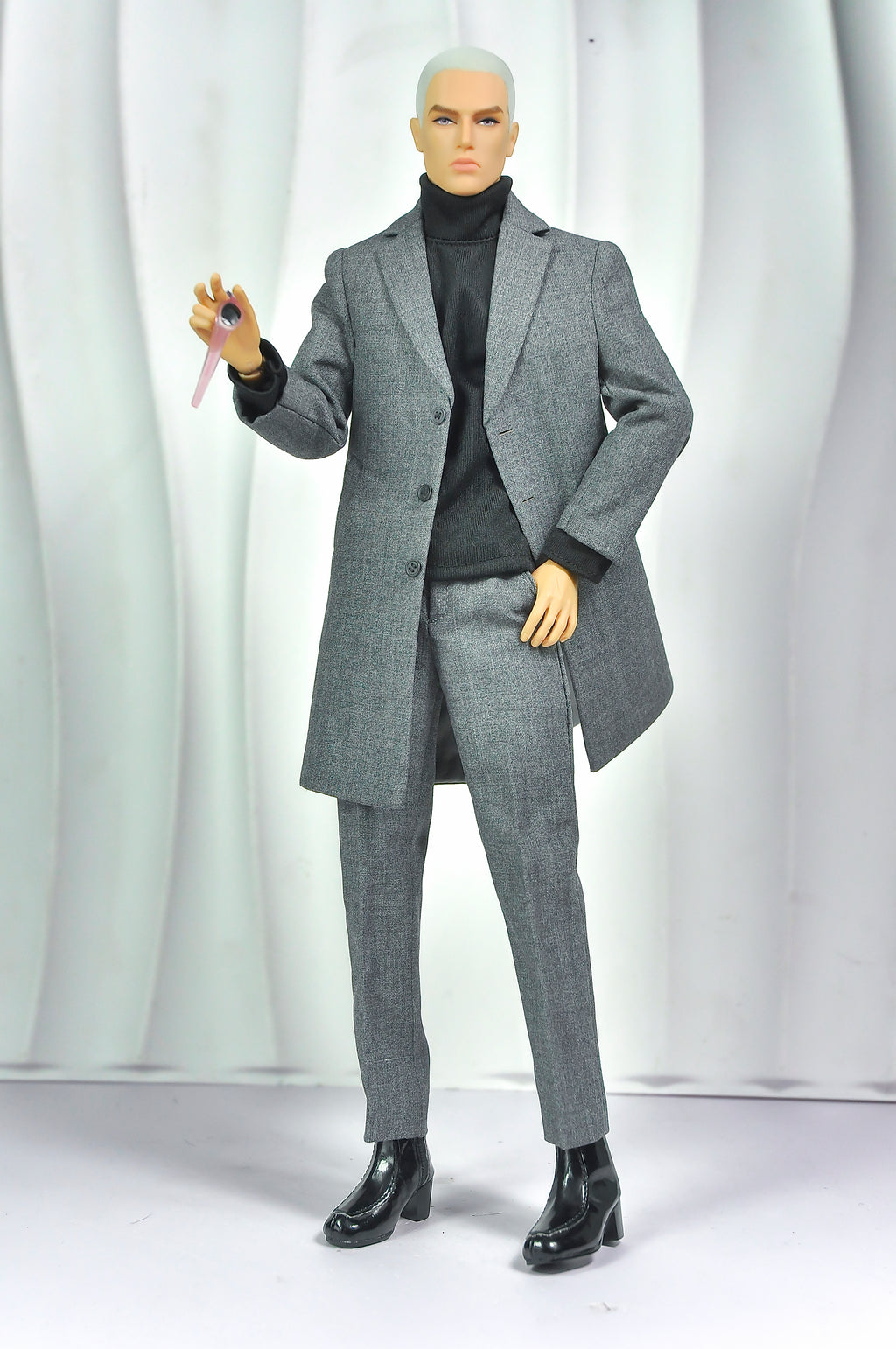 OFF DUTY | Grey Tailored Coat Set for Integrity Toys Homme – 1/6 Scale Male Doll Outfit – TSquared2 Couture Menswear