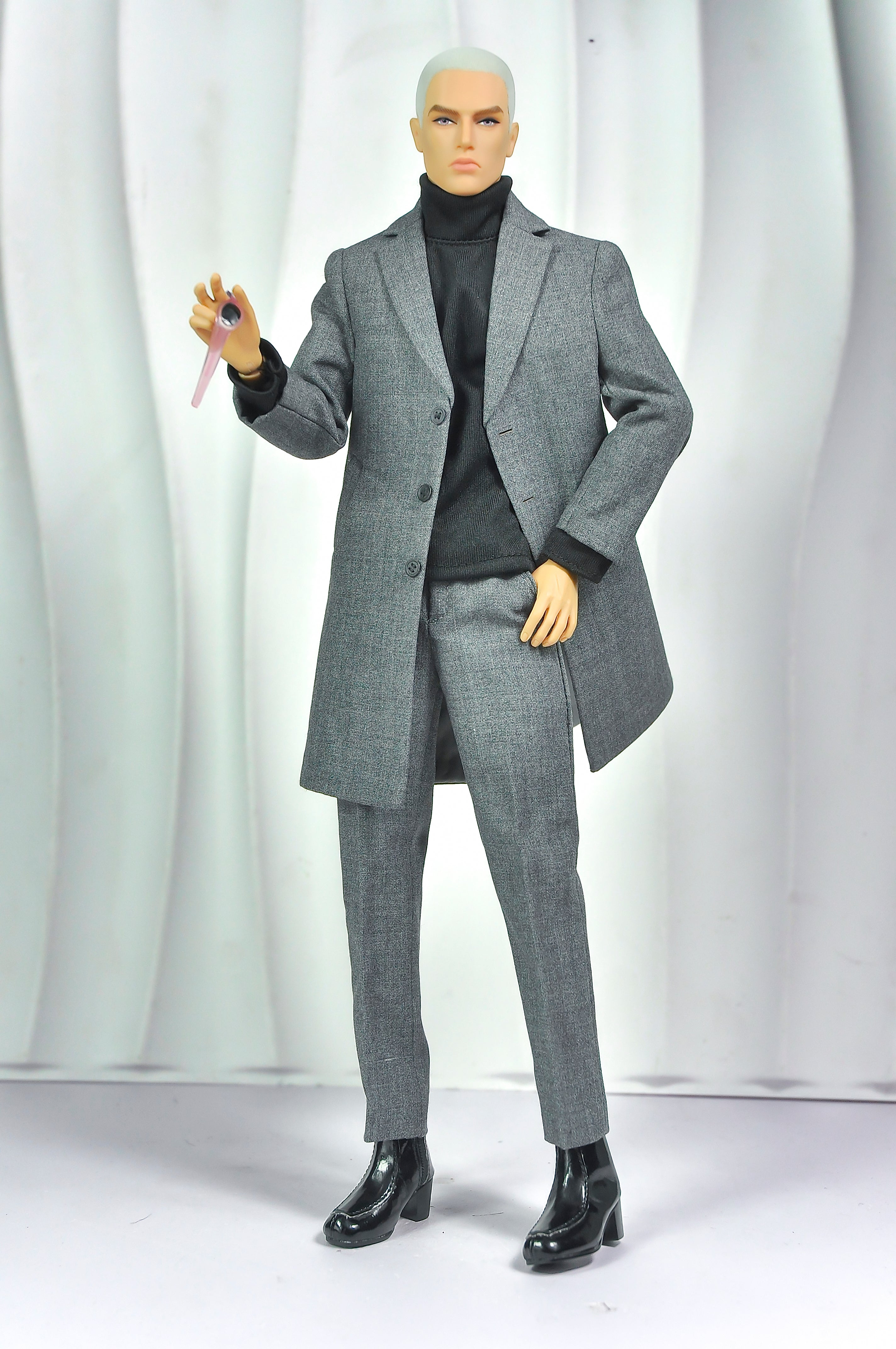 OFF DUTY | Grey Tailored Coat Set for Integrity Toys Homme – 1/6 Scale Male Doll Outfit – TSquared2 Couture Menswear