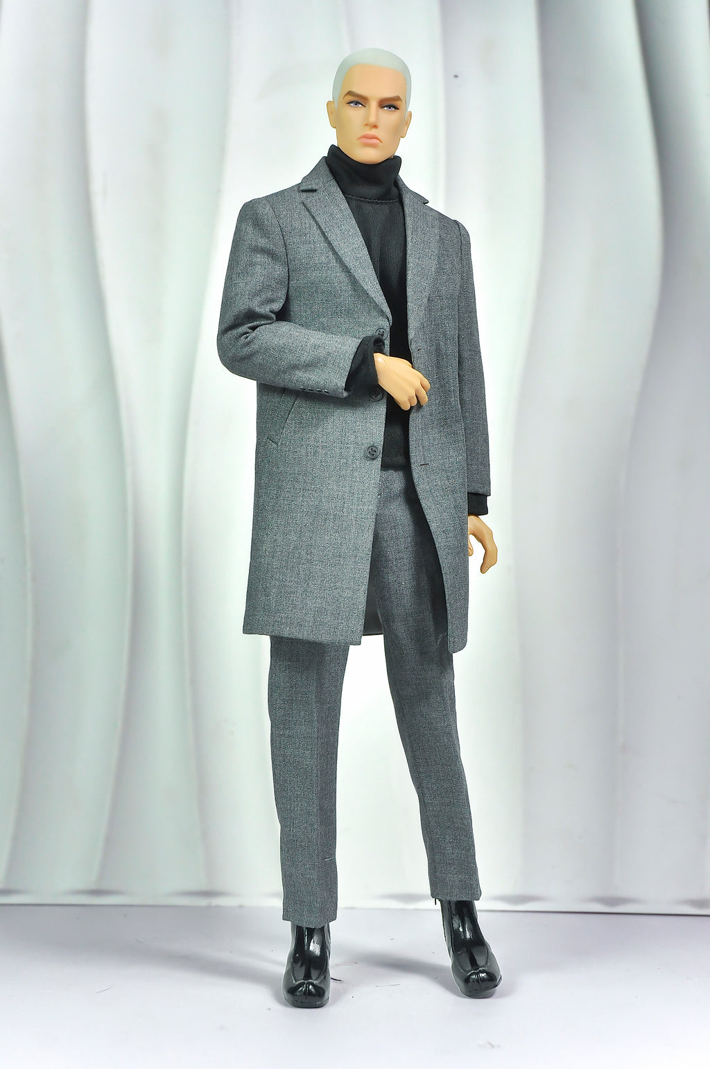 OFF DUTY | Grey Tailored Coat Set for Integrity Toys Homme – 1/6 Scale Male Doll Outfit – TSquared2 Couture Menswear