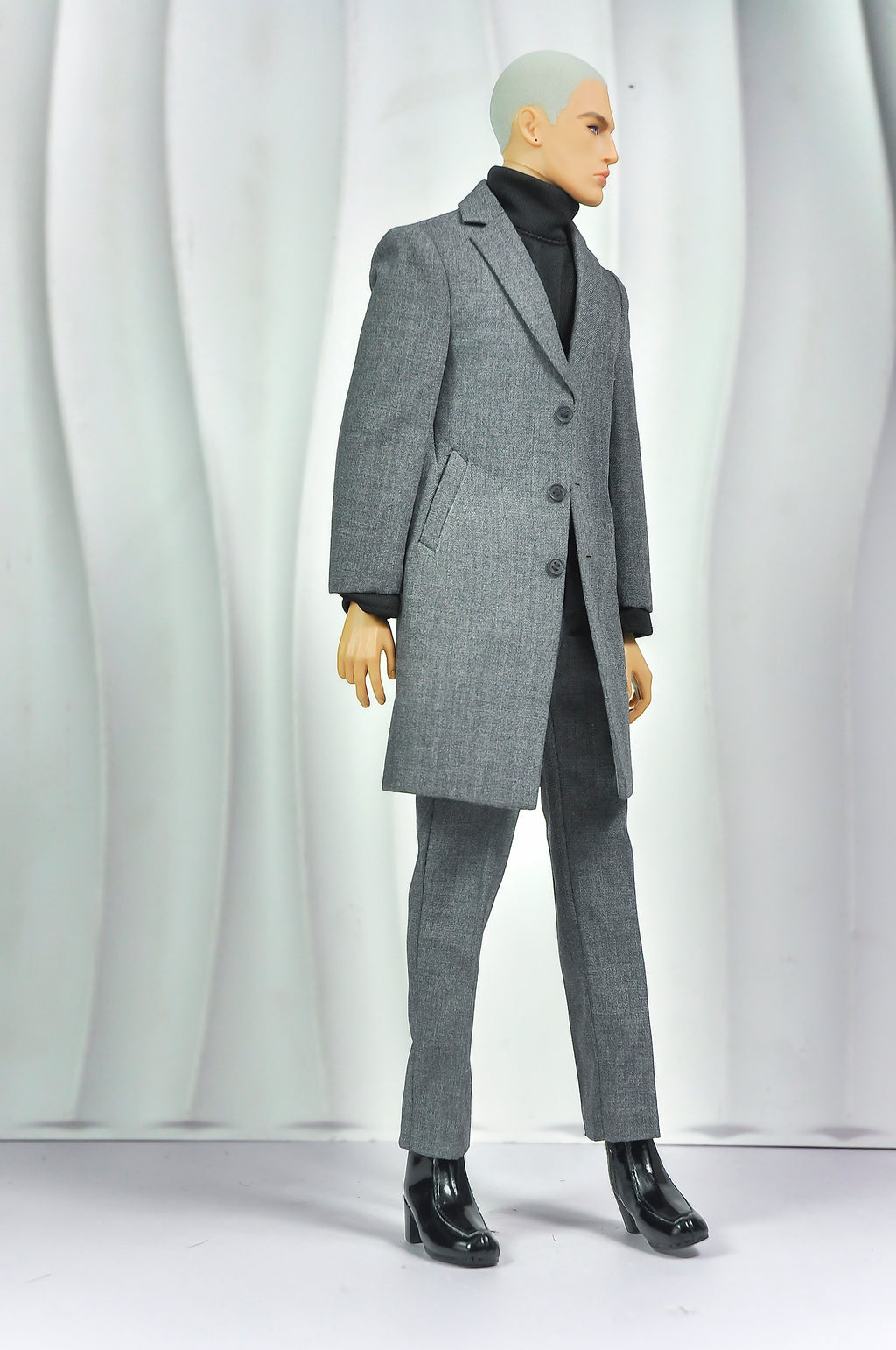 OFF DUTY | Grey Tailored Coat Set for Integrity Toys Homme – 1/6 Scale Male Doll Outfit – TSquared2 Couture Menswear