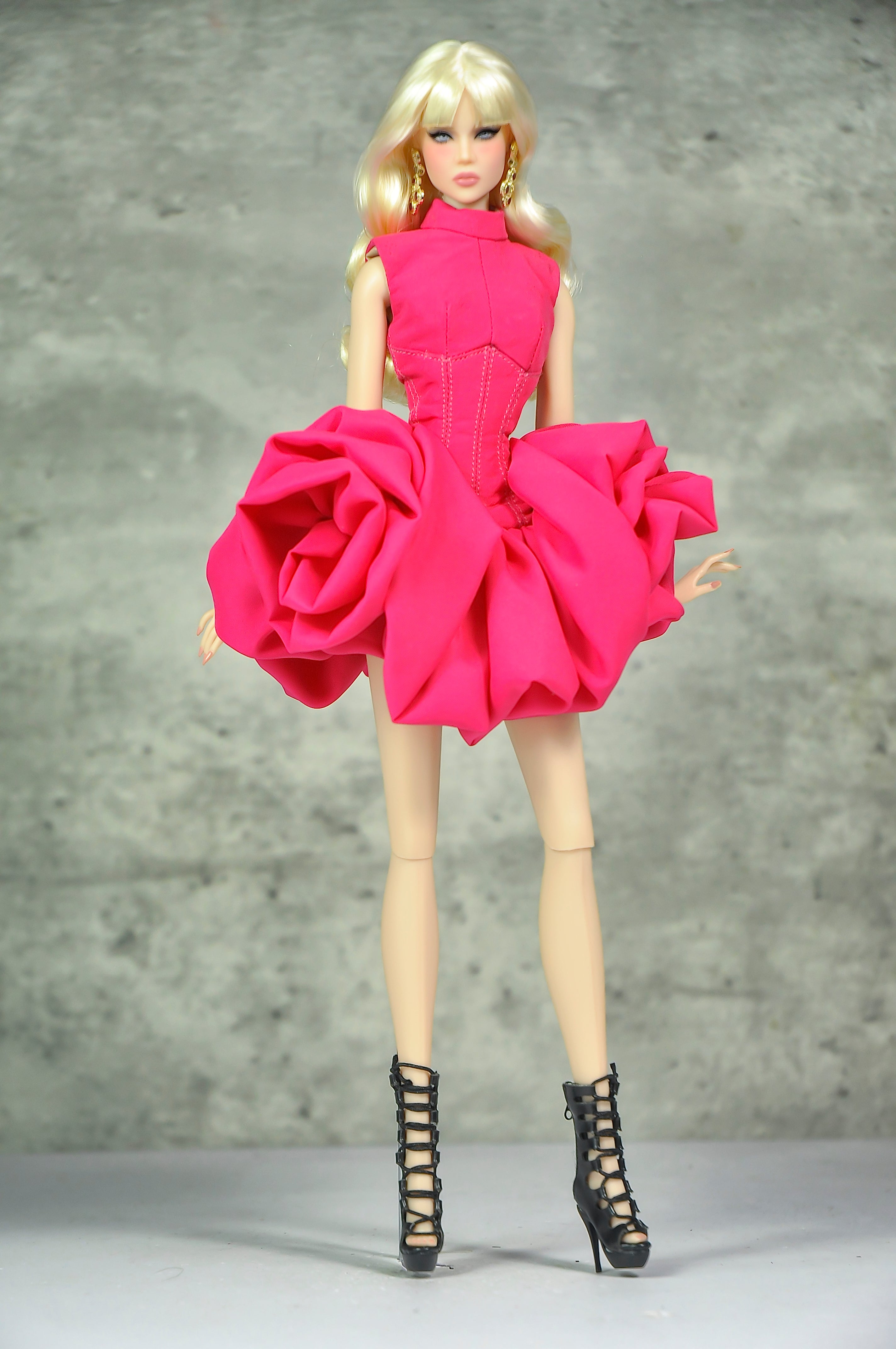 OFF DUTY | DEPOSIT ONLY | Fuchsia Sculptural Cocktail Dress  Fashion Royalty Doll Clothes FR 6.0 — 1/6 Scale