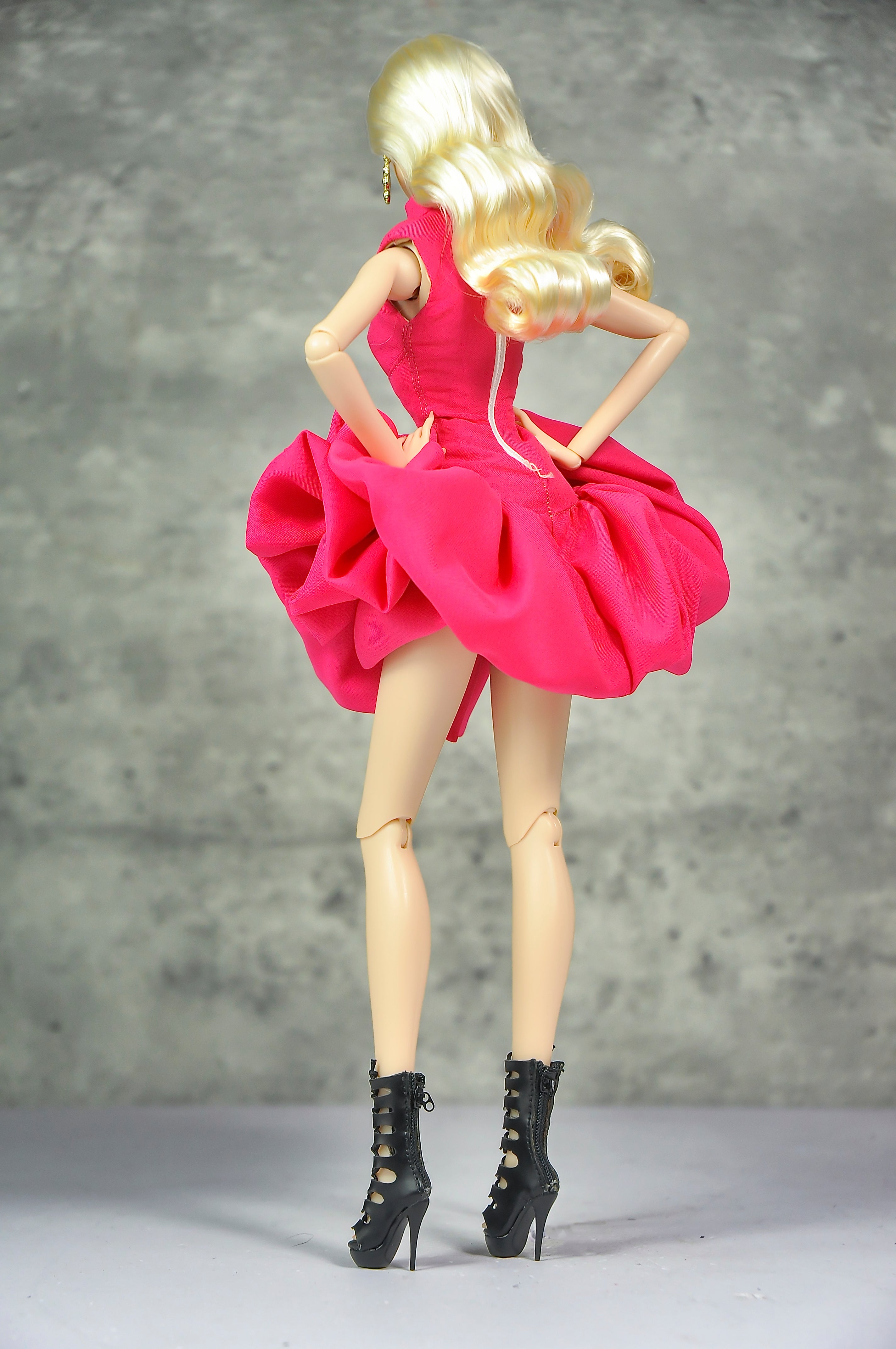 OFF DUTY | DEPOSIT ONLY | Fuchsia Sculptural Cocktail Dress  Fashion Royalty Doll Clothes FR 6.0 — 1/6 Scale