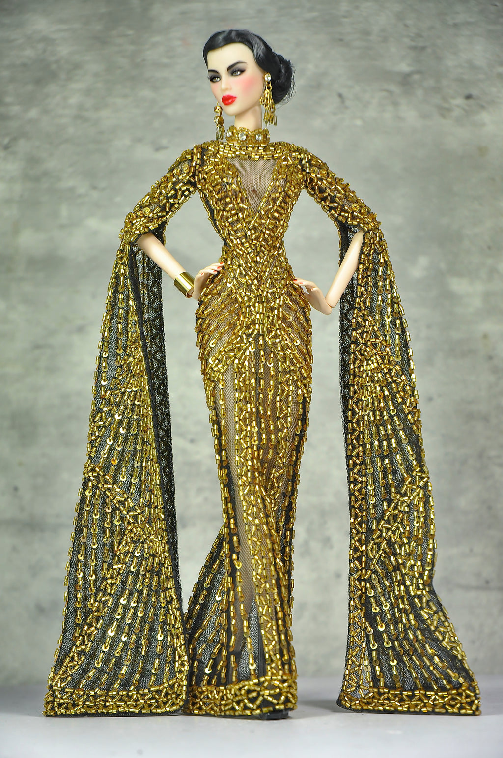 OFF DUTY | Imperial Radiance Beaded Cape Gown Set for Fashion Royalty doll clothes
