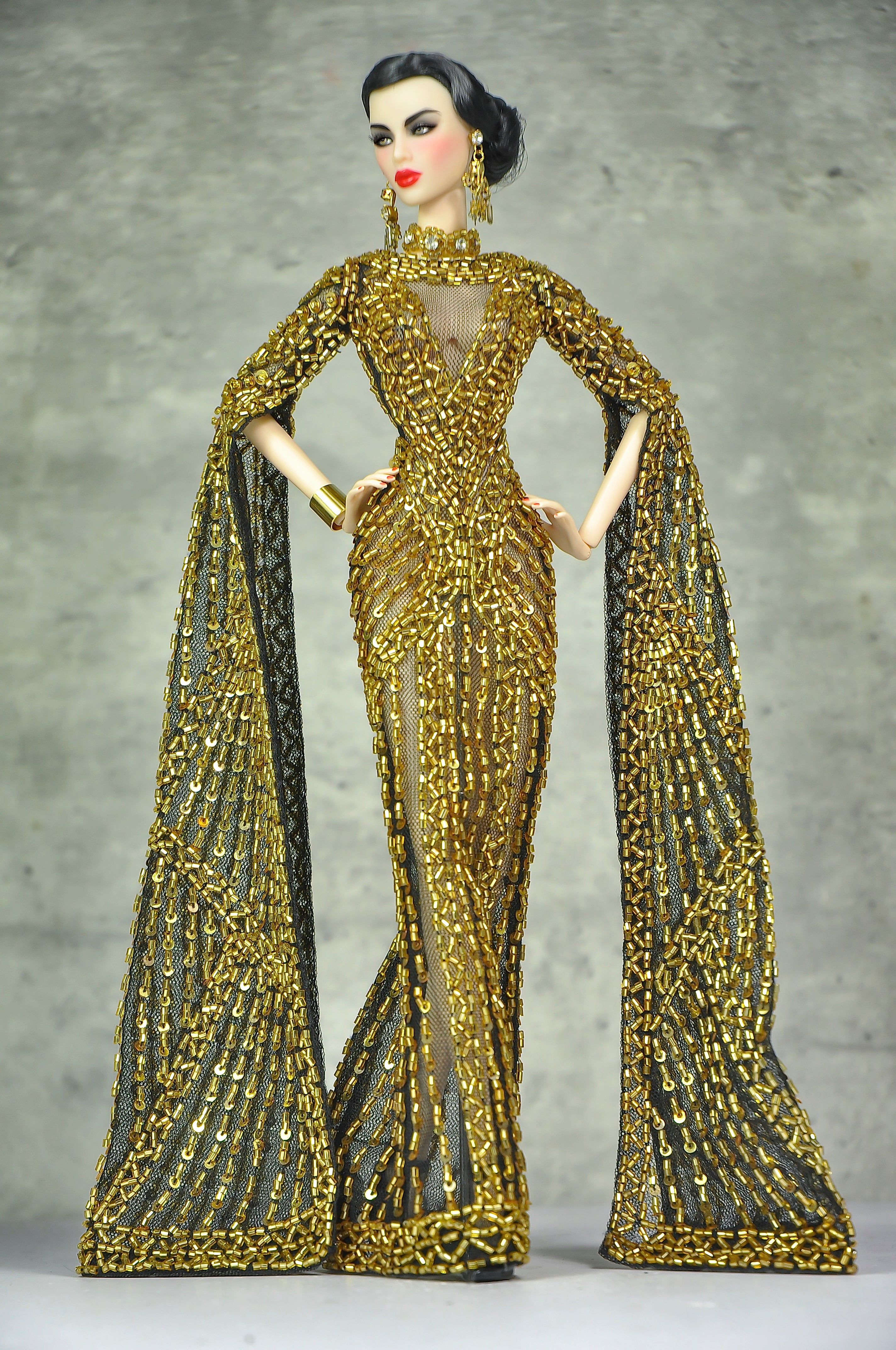 OFF DUTY | Imperial Radiance Beaded Cape Gown Set for Fashion Royalty doll clothes