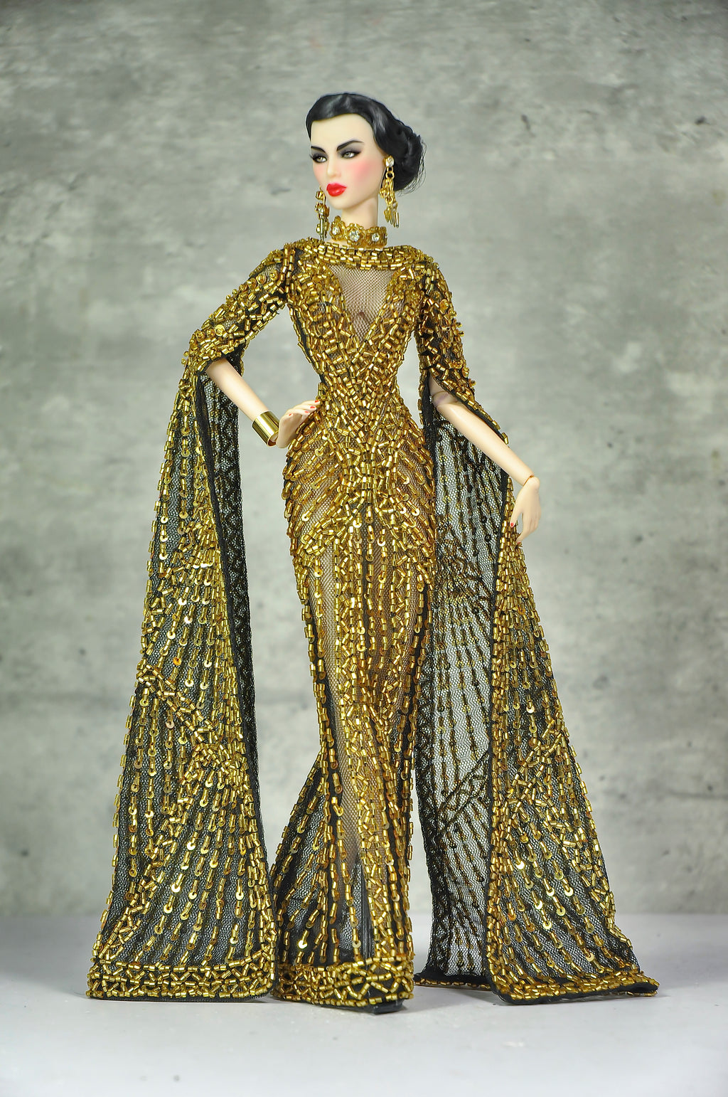 OFF DUTY | Imperial Radiance Beaded Cape Gown Set for Fashion Royalty doll clothes