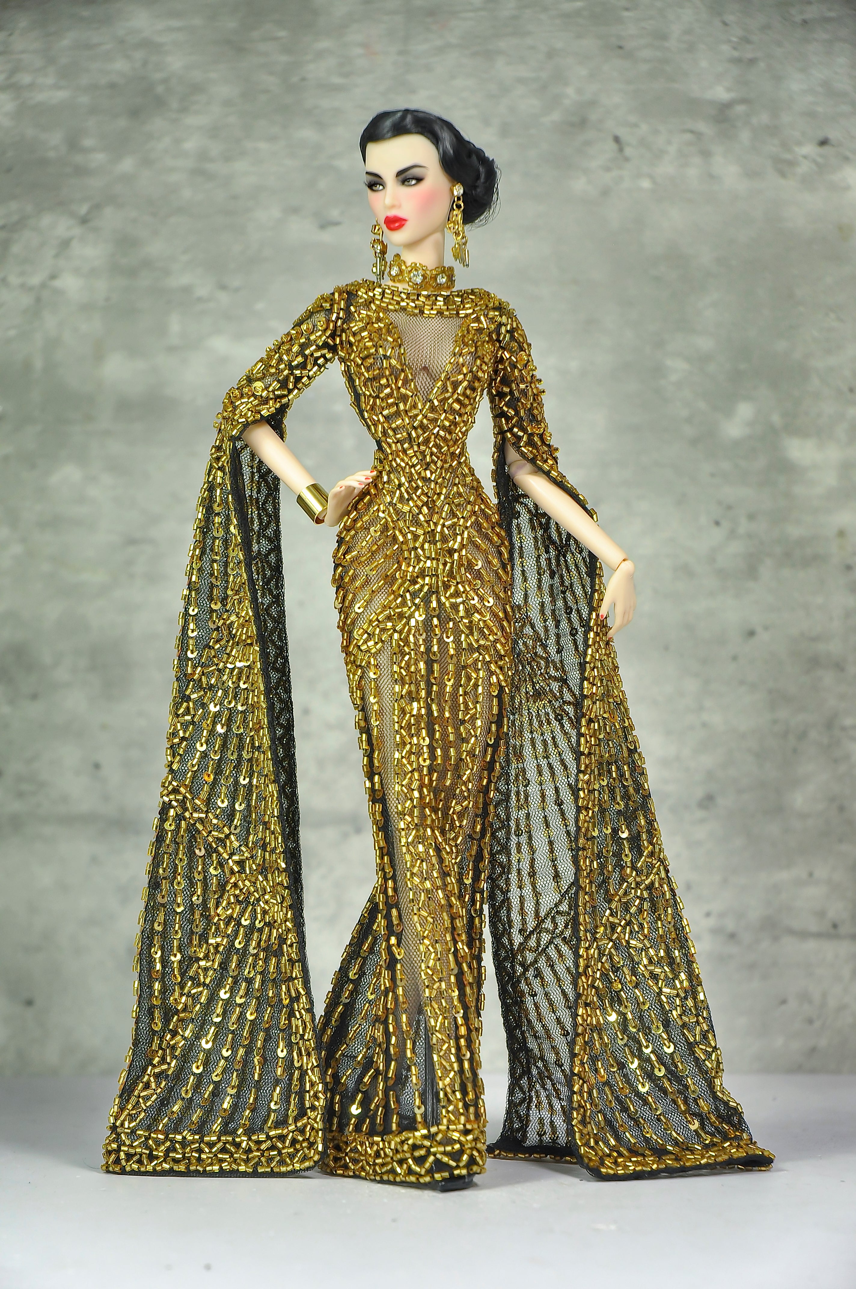 OFF DUTY | Imperial Radiance Beaded Cape Gown Set for Fashion Royalty doll clothes