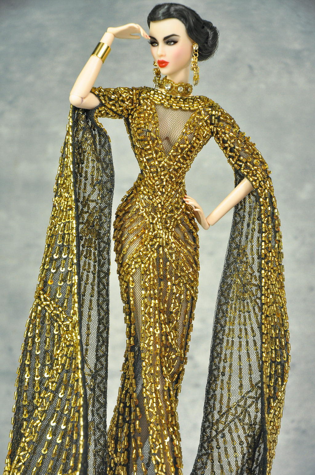 OFF DUTY | Imperial Radiance Beaded Cape Gown Set for Fashion Royalty doll clothes