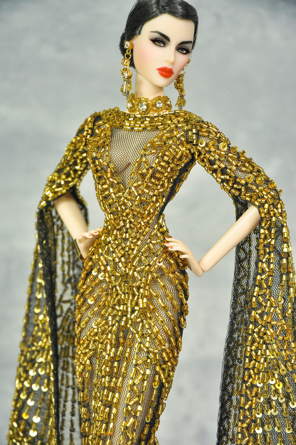 OFF DUTY | Imperial Radiance Beaded Cape Gown Set for Fashion Royalty doll clothes
