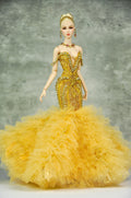 OFF DUTY | Golden Goddess Couture Ballgown  Fashion Royalty Doll Clothes FR 6.0 — 1/6 Scale