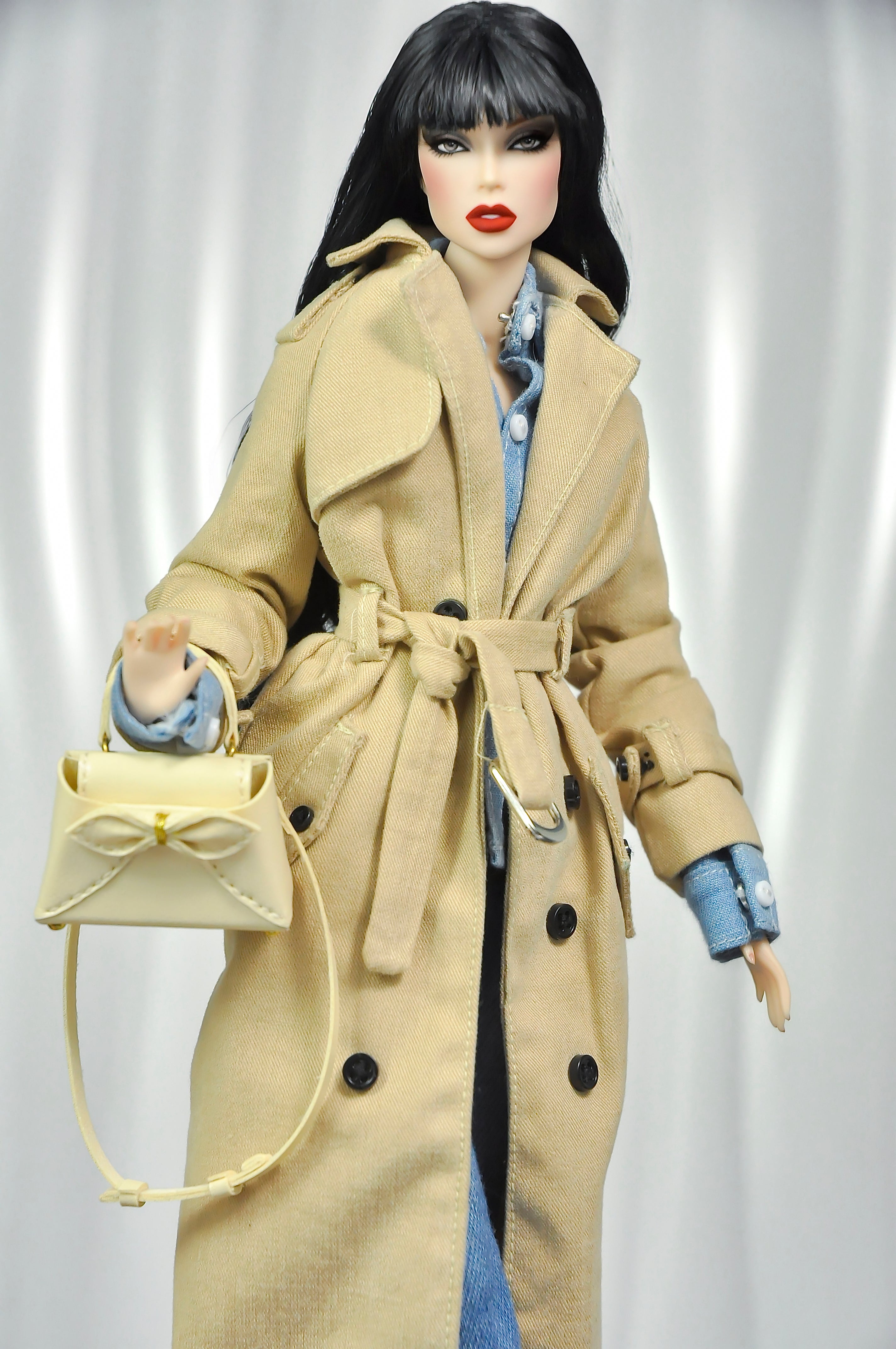 OFF DUTY | Handmade 1/6 Denim Outfit Set with Trench Coat – High Fashion Doll Clothes, Artisan Made Collection
