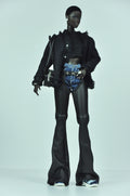 OFF DUTY | 1/6 Fashion Royalty Doll Outfit Set with Black Tweed Jacket, Crop Top, Denim Shorts, Flared Pants & Mini Quilted Bag | Tsqaured2