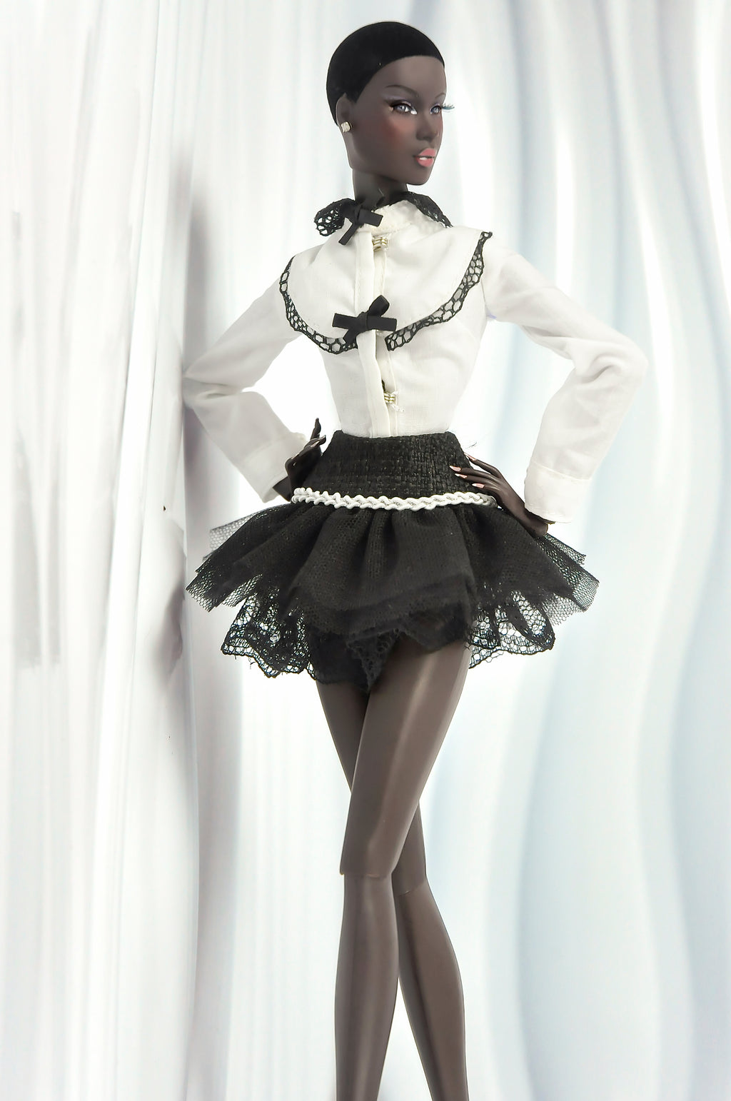 COCO DATES | White Blouse and Black Skirt Set for Fashion Royalty & Integrity Toys Dolls