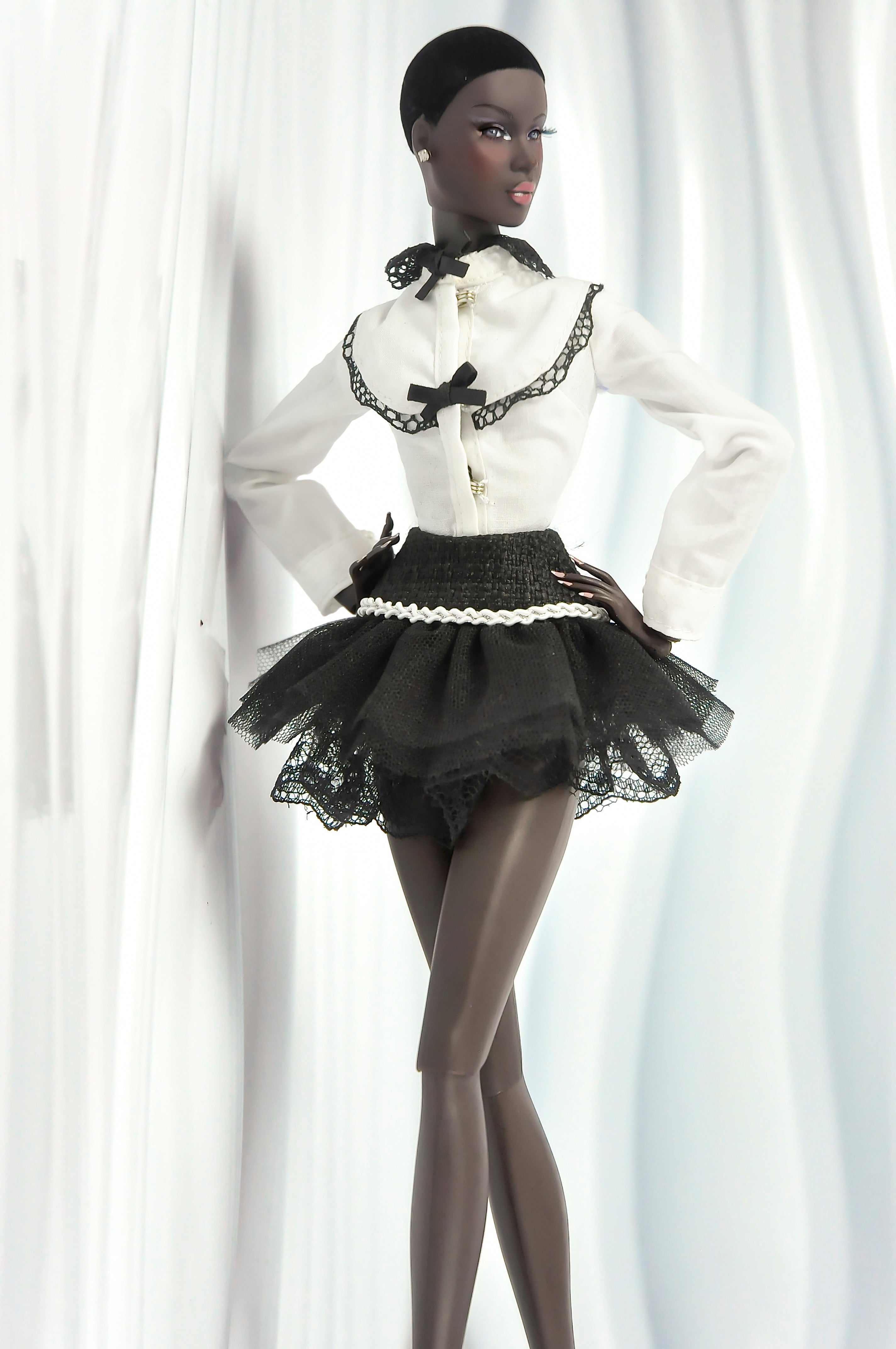 COCO DATES | White Blouse and Black Skirt Set for Fashion Royalty & Integrity Toys Dolls