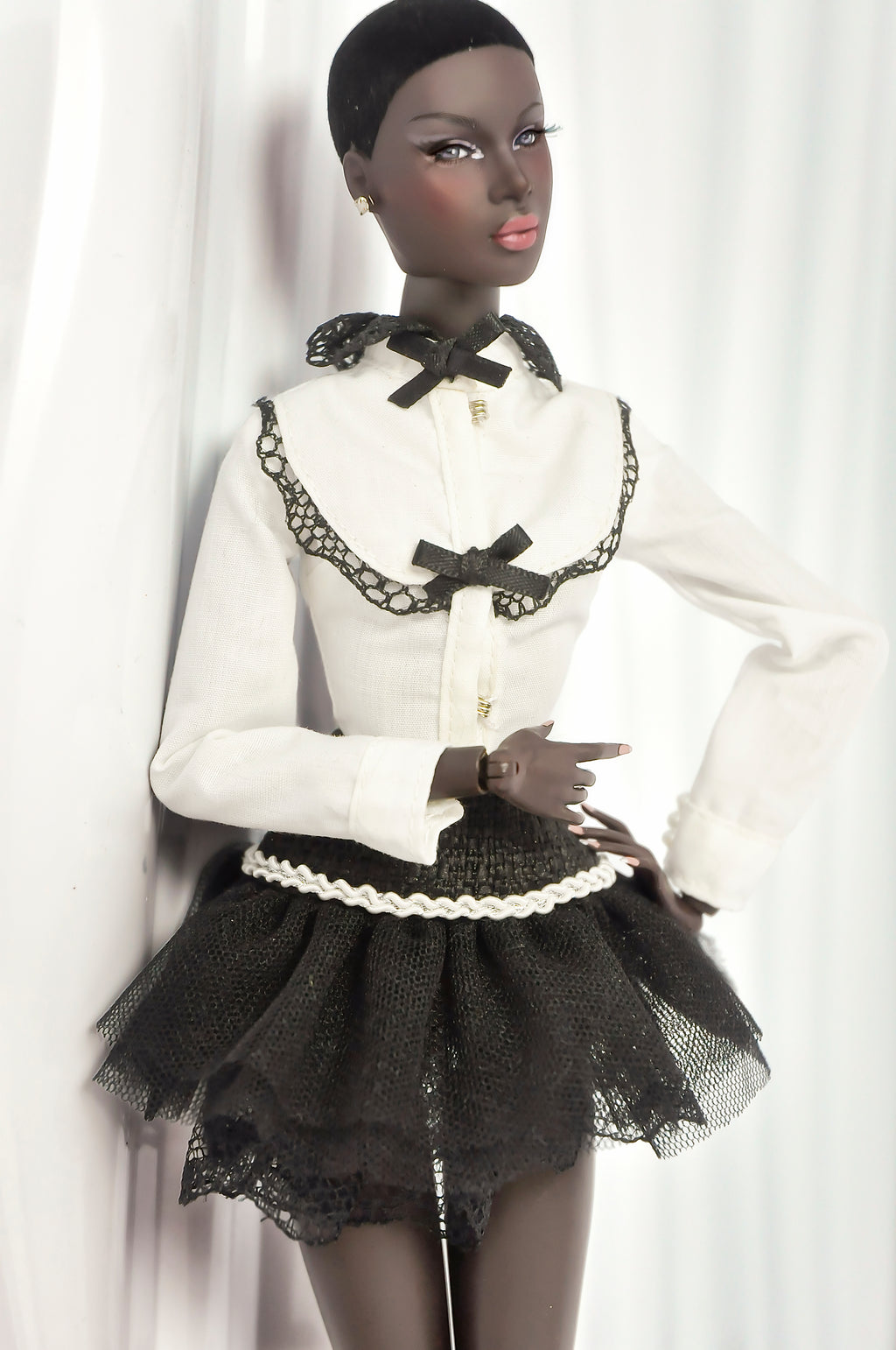 COCO DATES | White Blouse and Black Skirt Set for Fashion Royalty & Integrity Toys Dolls