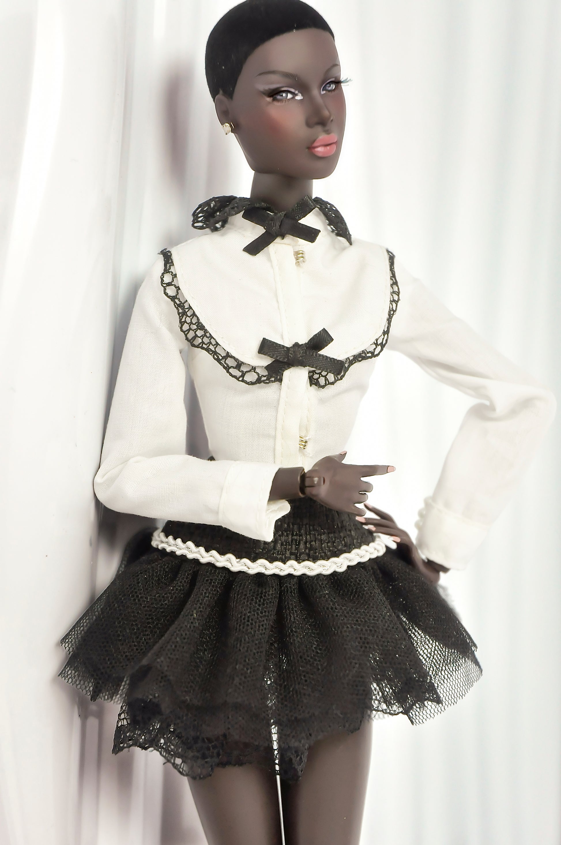 COCO DATES | White Blouse and Black Skirt Set for Fashion Royalty & Integrity Toys Dolls