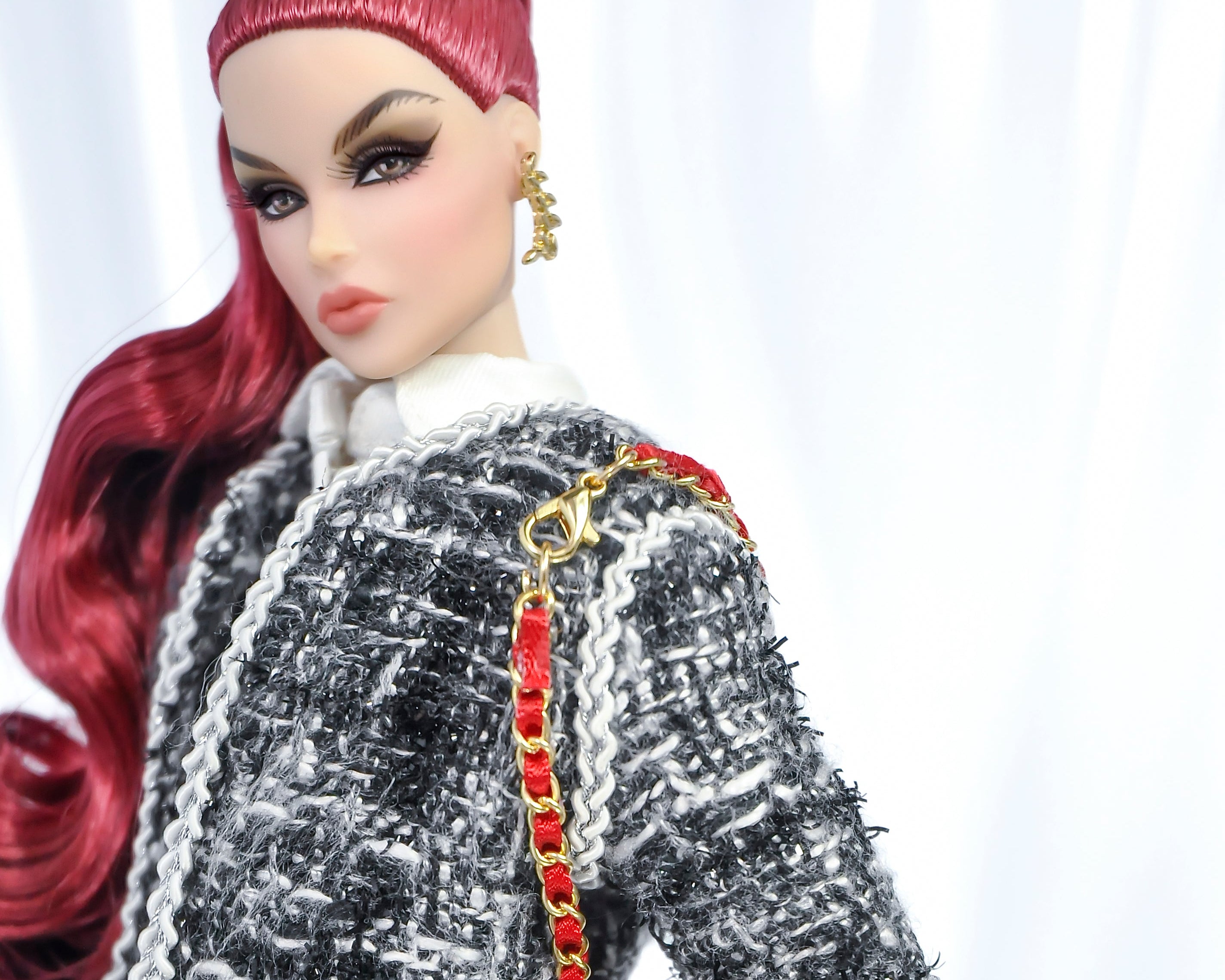 COCO DATES | Tweed Jacket and Black Wide-Leg Pants Outfit for Fashion Royalty Dolls